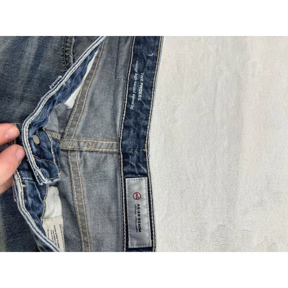 Adriano Goldschmied High Waist Taper Leg Jeans Women's Blue 24R Denim Distressed